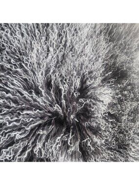 Luxury Mon Chateau Gray Tibetan Lamb Fur Throw Pillow Cover 18"x18"